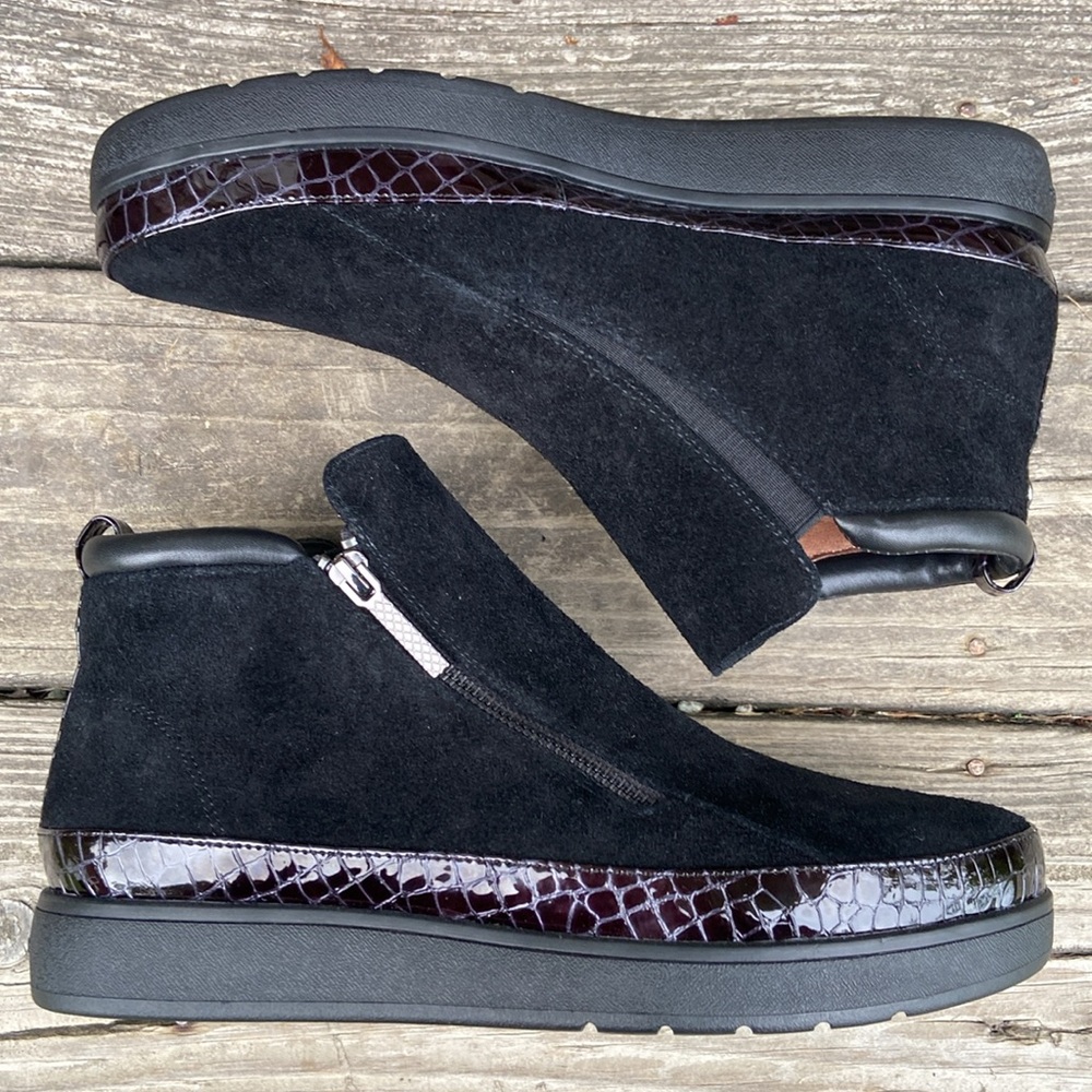 New! Donald J Pliner ‘Meira2’ Black Oily Suede Flatform Booties Women’s Size 9.5 - Picture 6 of 13